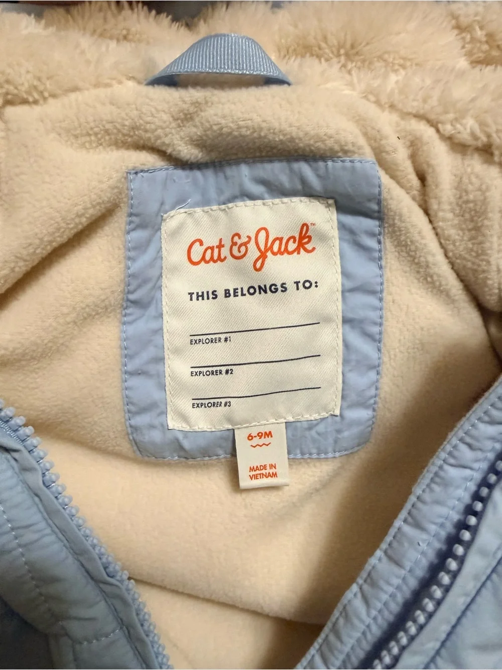 NEW - Cat & Jack Blue Hooded Zip Fleece Lined One-Piece Snowsuit 6-9 Months